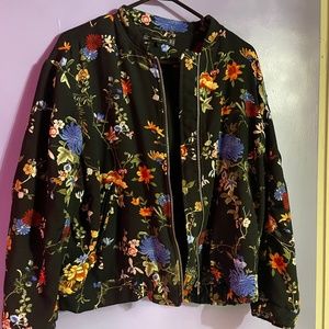 Zara floral bomber jacket M